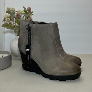 Sorel Joan Uptown Side Zip Waterproof Leather Ankle Boot Quarry Women 10 NWOB